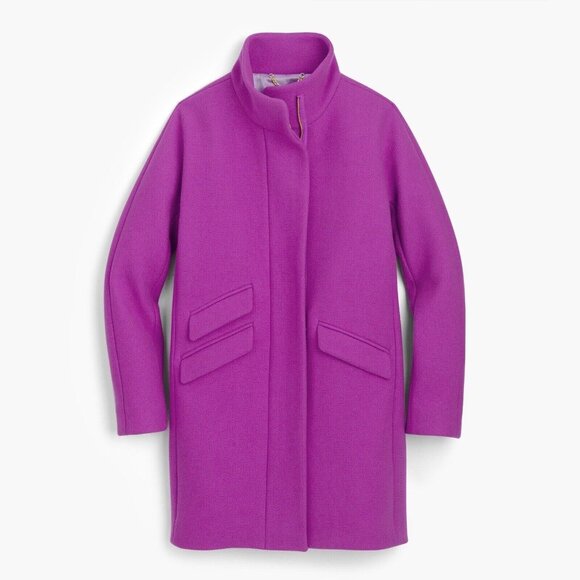 J. Crew 💜 Cocoon Coat Sz 12 in Bright Plum Italian Stadium Wool - Picture 8 of 13
